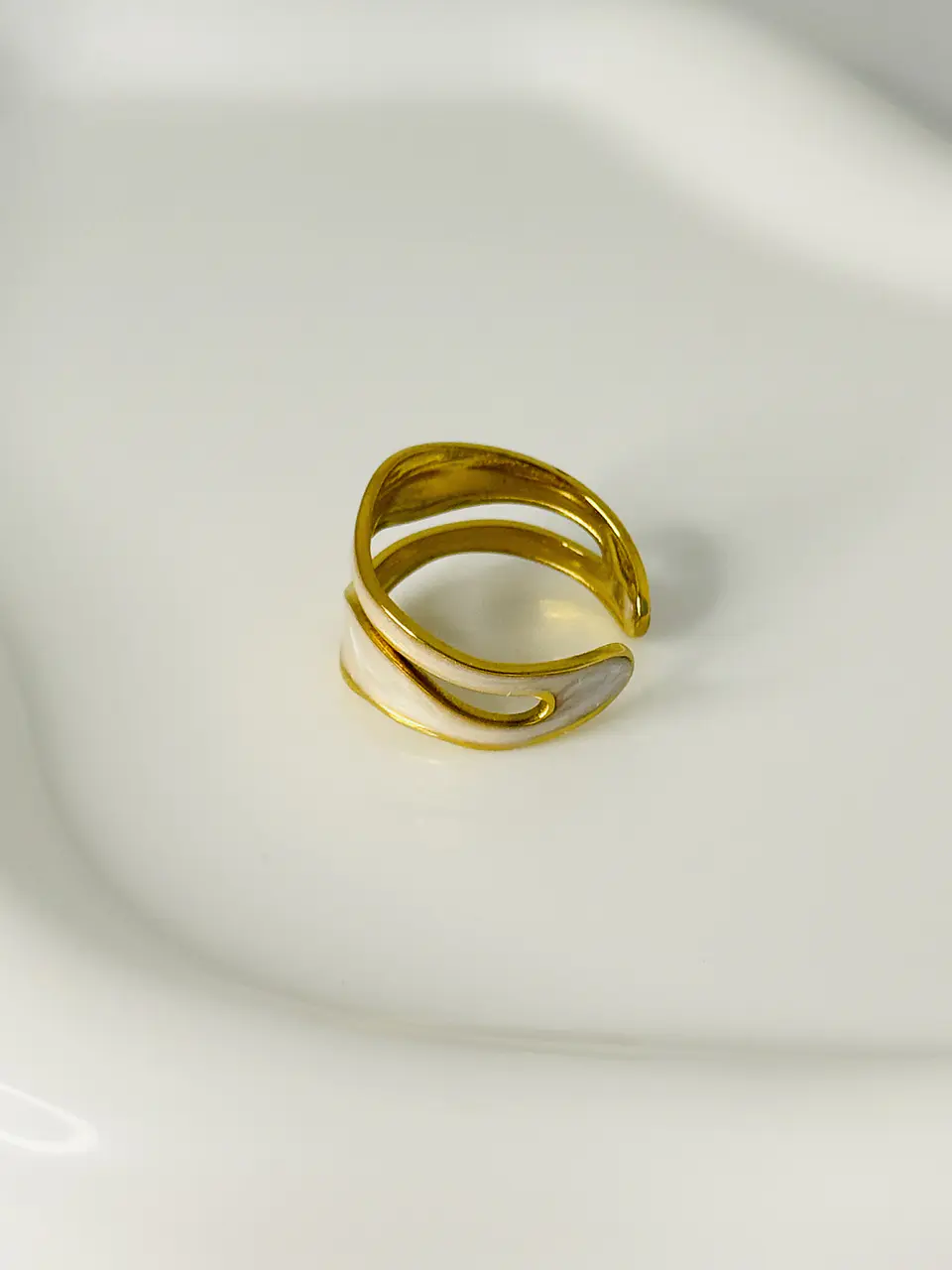 Anillo Doble Onda Perlada 2