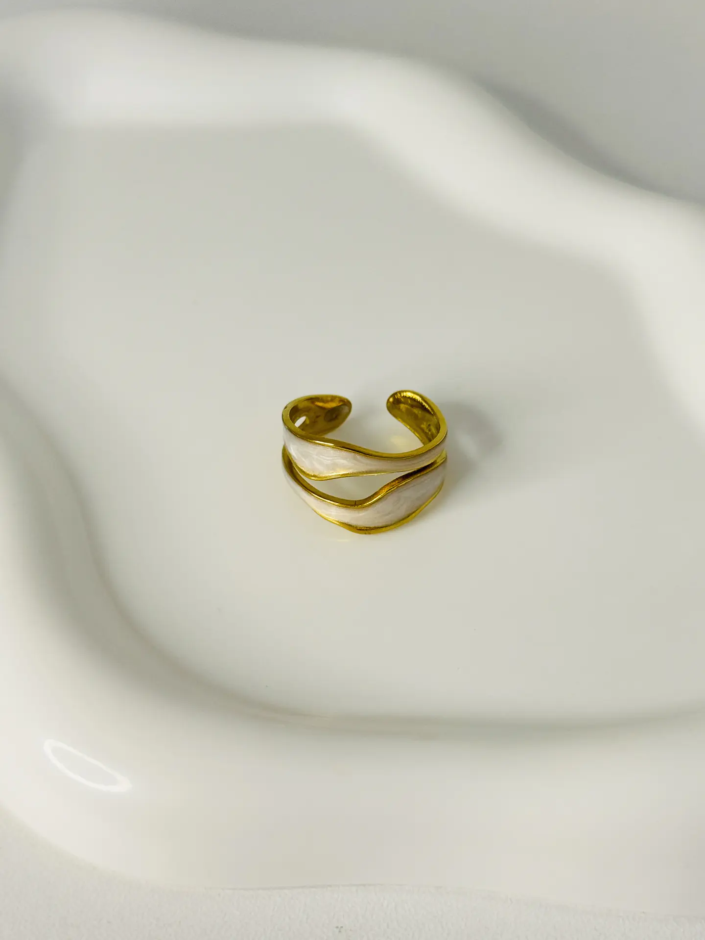 Anillo Doble Onda Perlada 4
