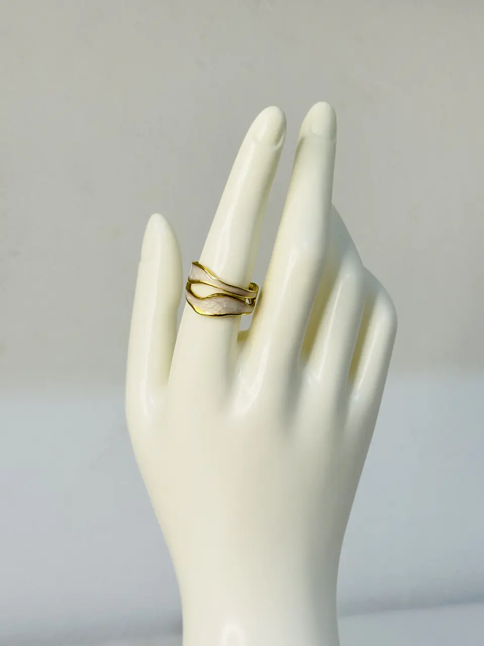 Anillo Doble Onda Perlada 5