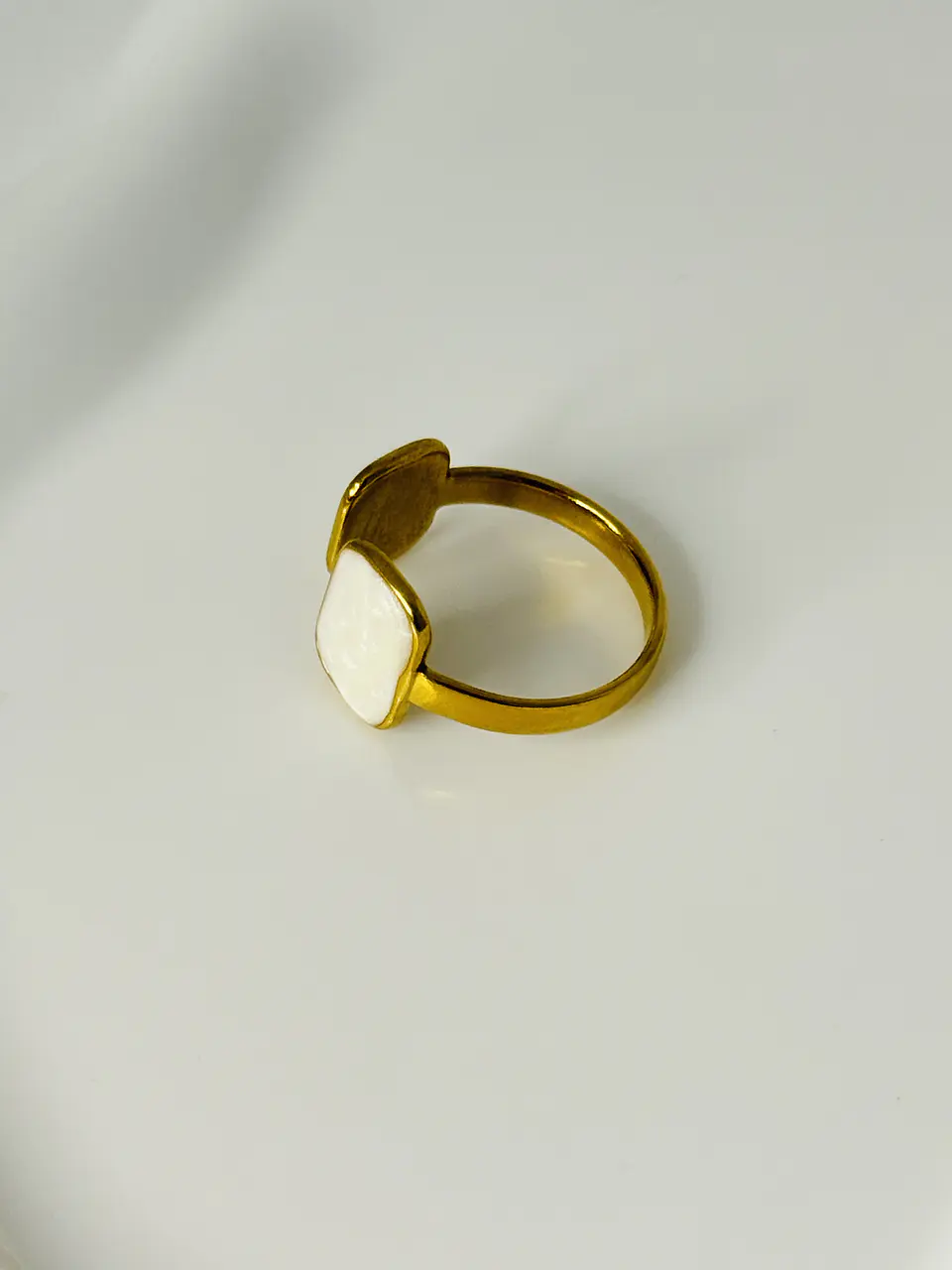 Anillo Abierto Doble Placa Perlada  4
