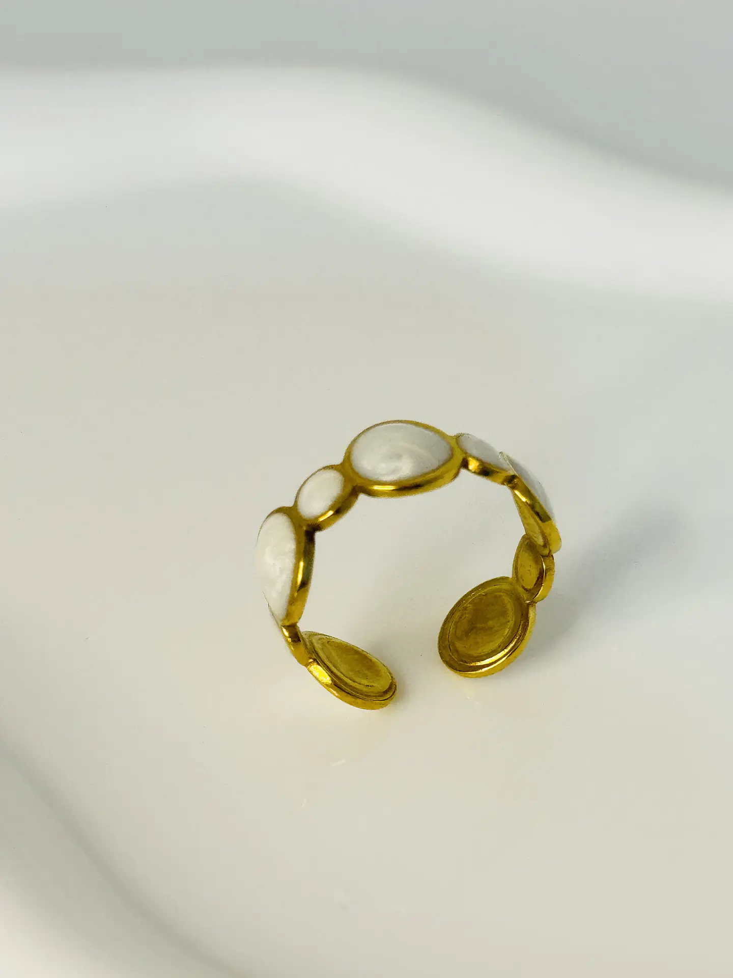 Anillo Mosaico Perlado en Acero  1