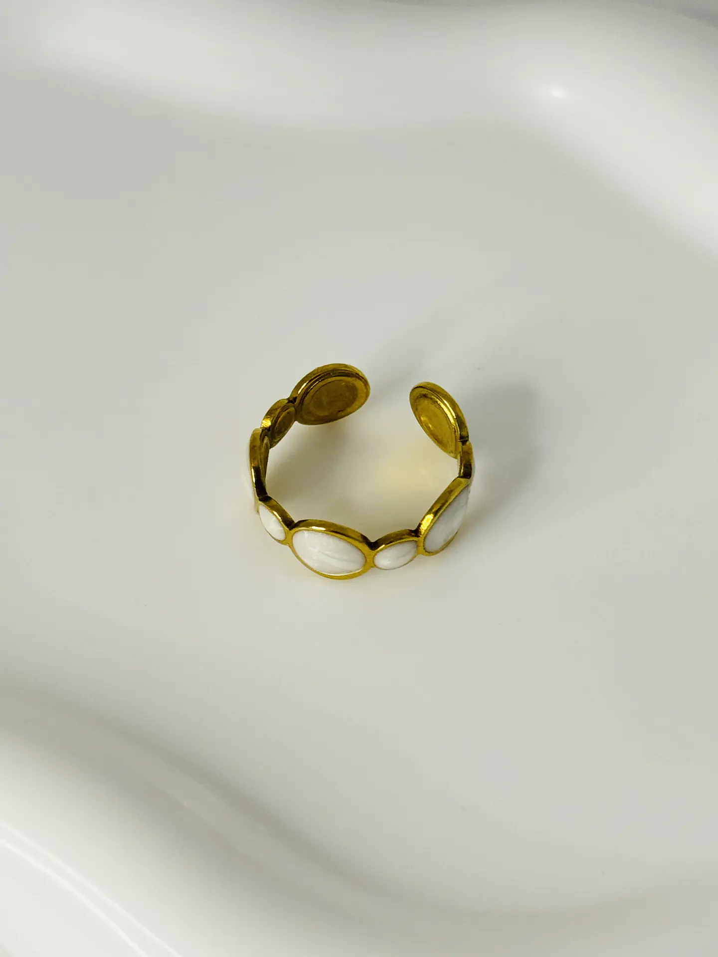 Anillo Mosaico Perlado en Acero  4