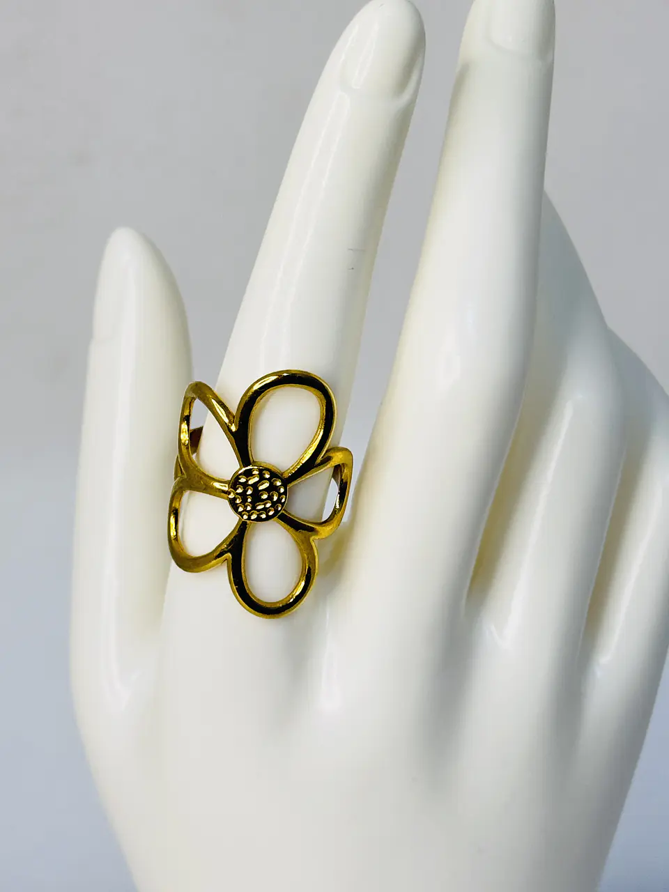 Anillo Flor Maxi Calada en Acero  3