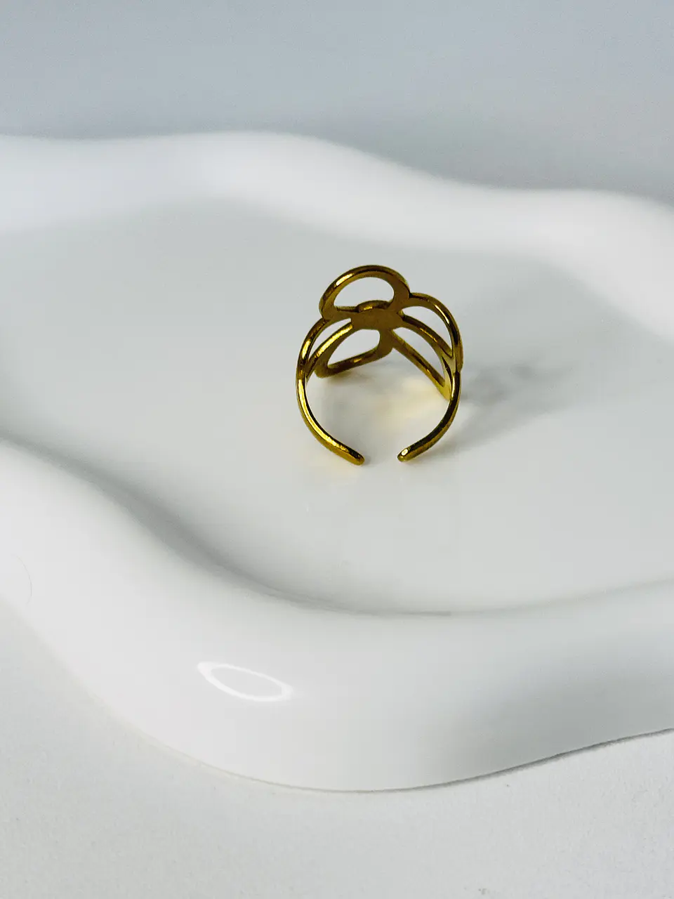 Anillo Flor Maxi Calada en Acero  4