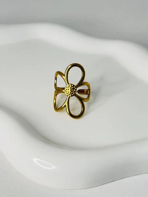 Anillo Flor Maxi Calada en Acero 