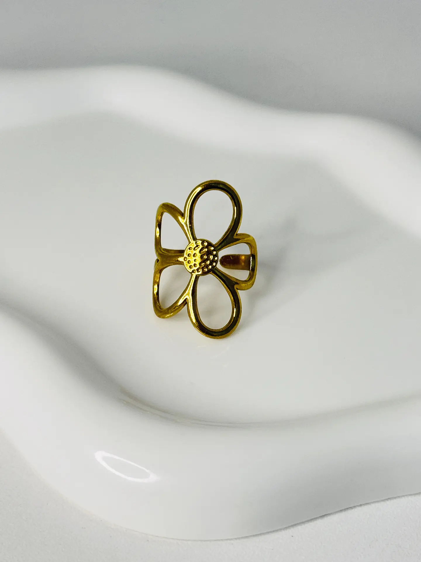 Anillo Flor Maxi Calada en Acero  1