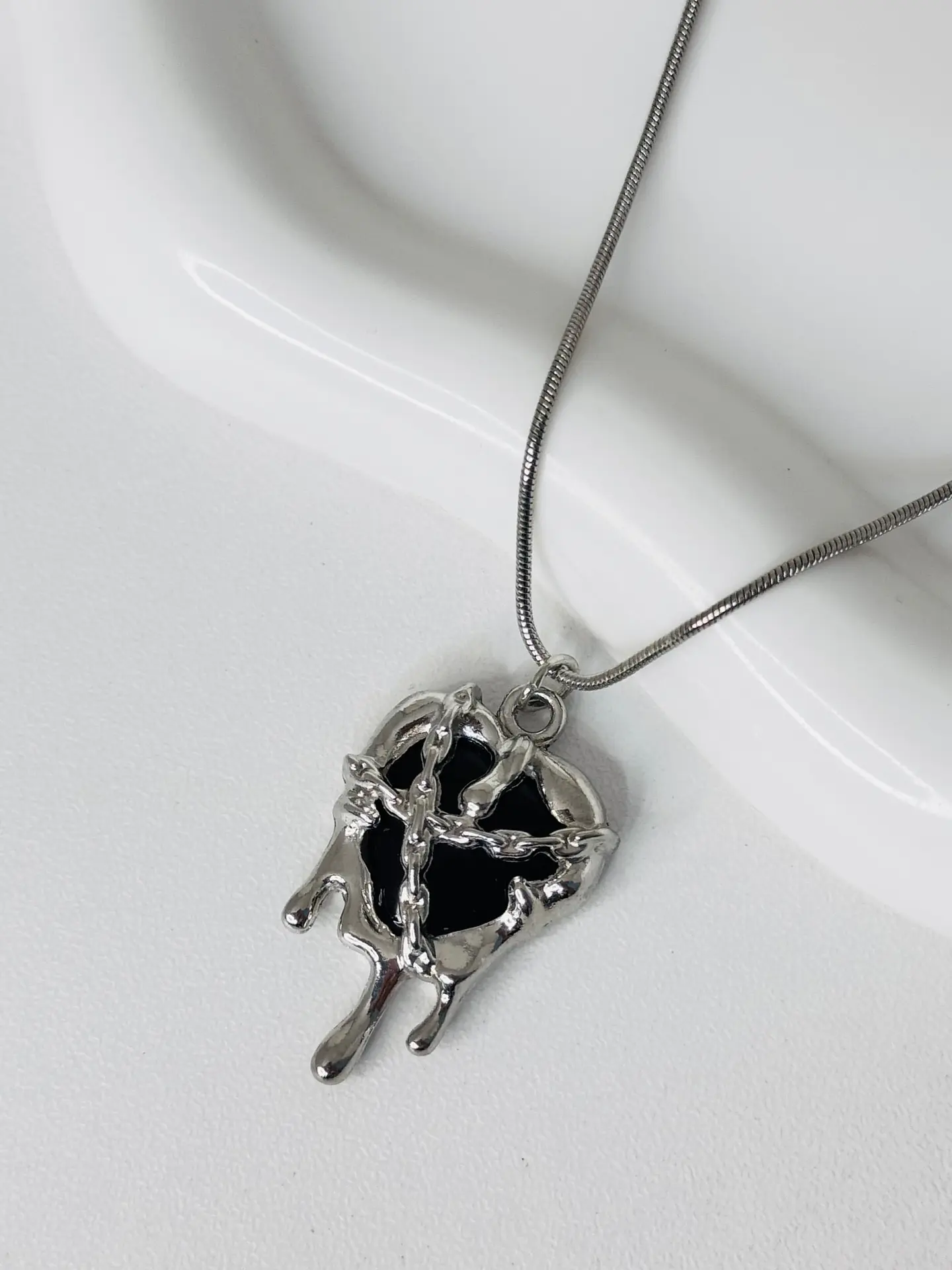 Collar Corazón Derretido Acero 1