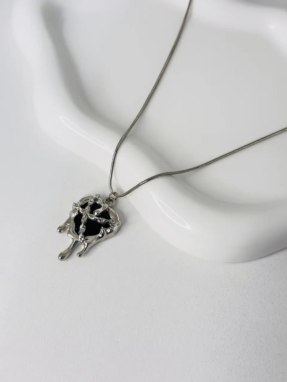 Collar Corazón Derretido Acero 3