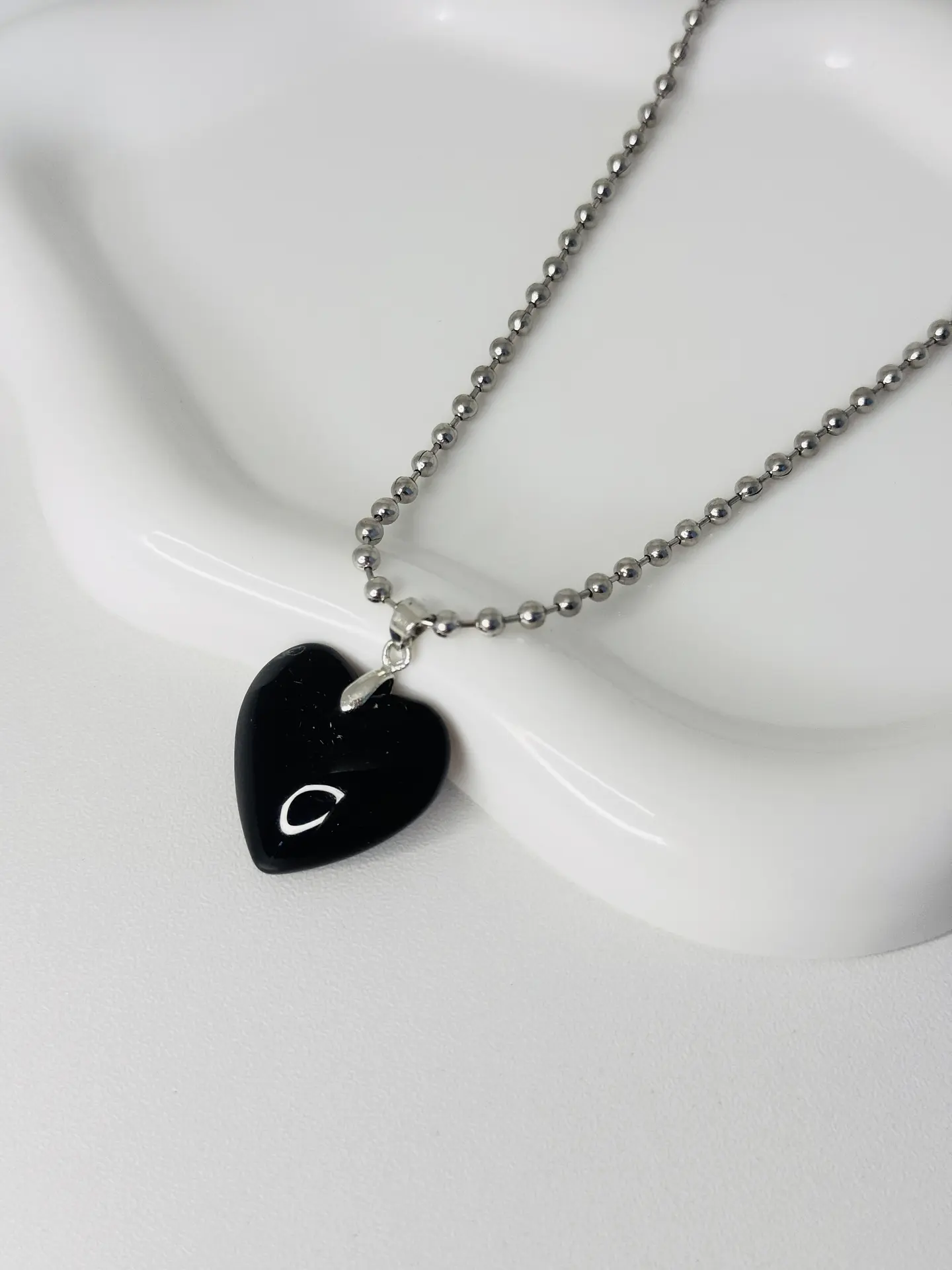 Collar Corazón Black Crystal en Acero 1
