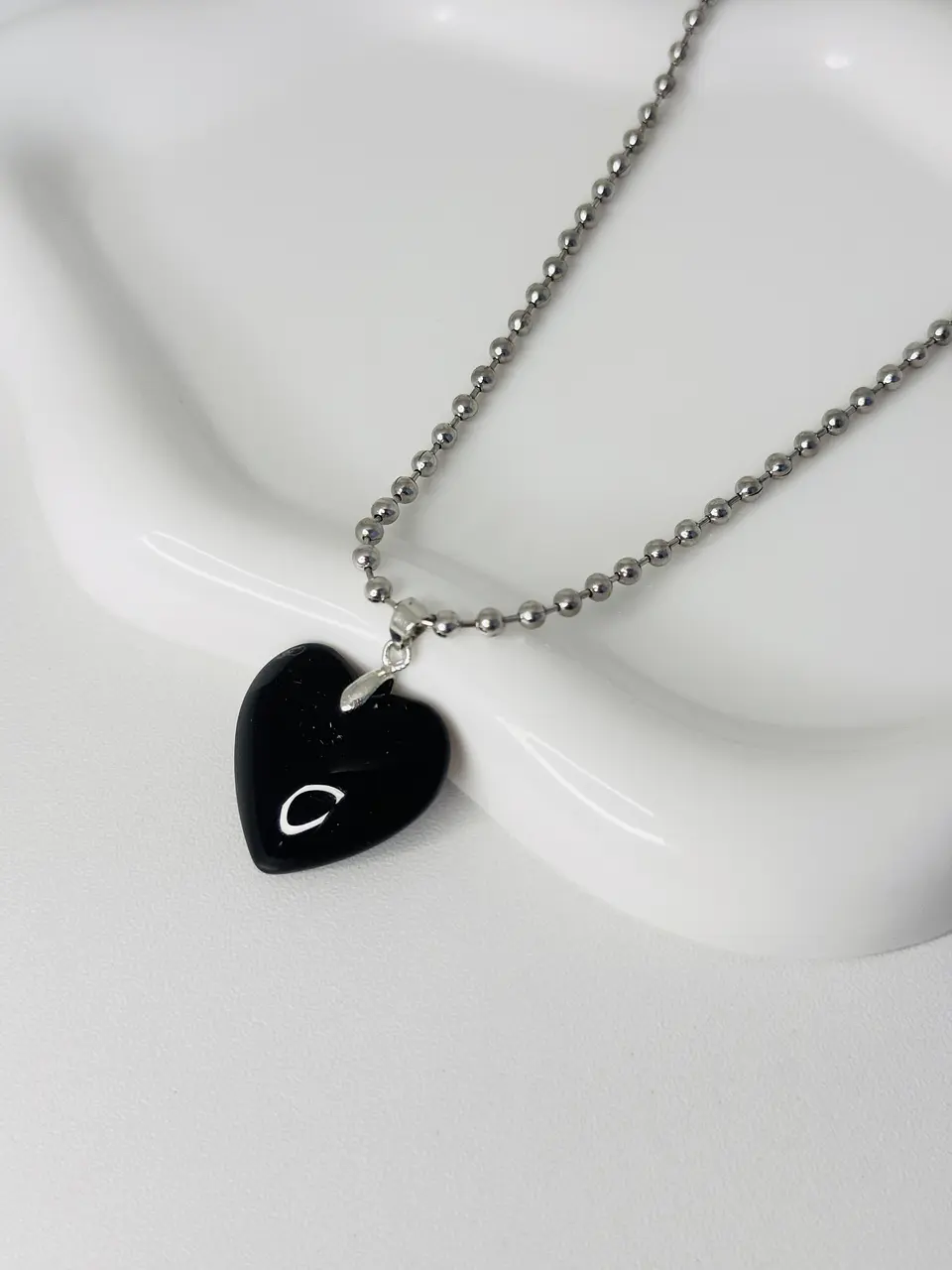 Collar Corazón Black Crystal en Acero 1