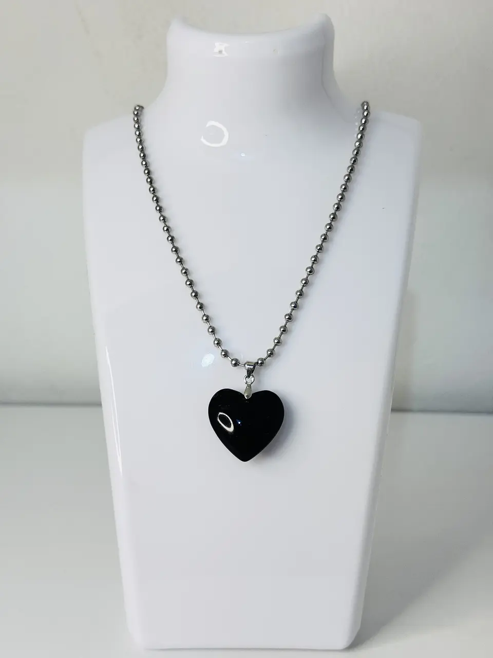 Collar Corazón Black Crystal en Acero 3