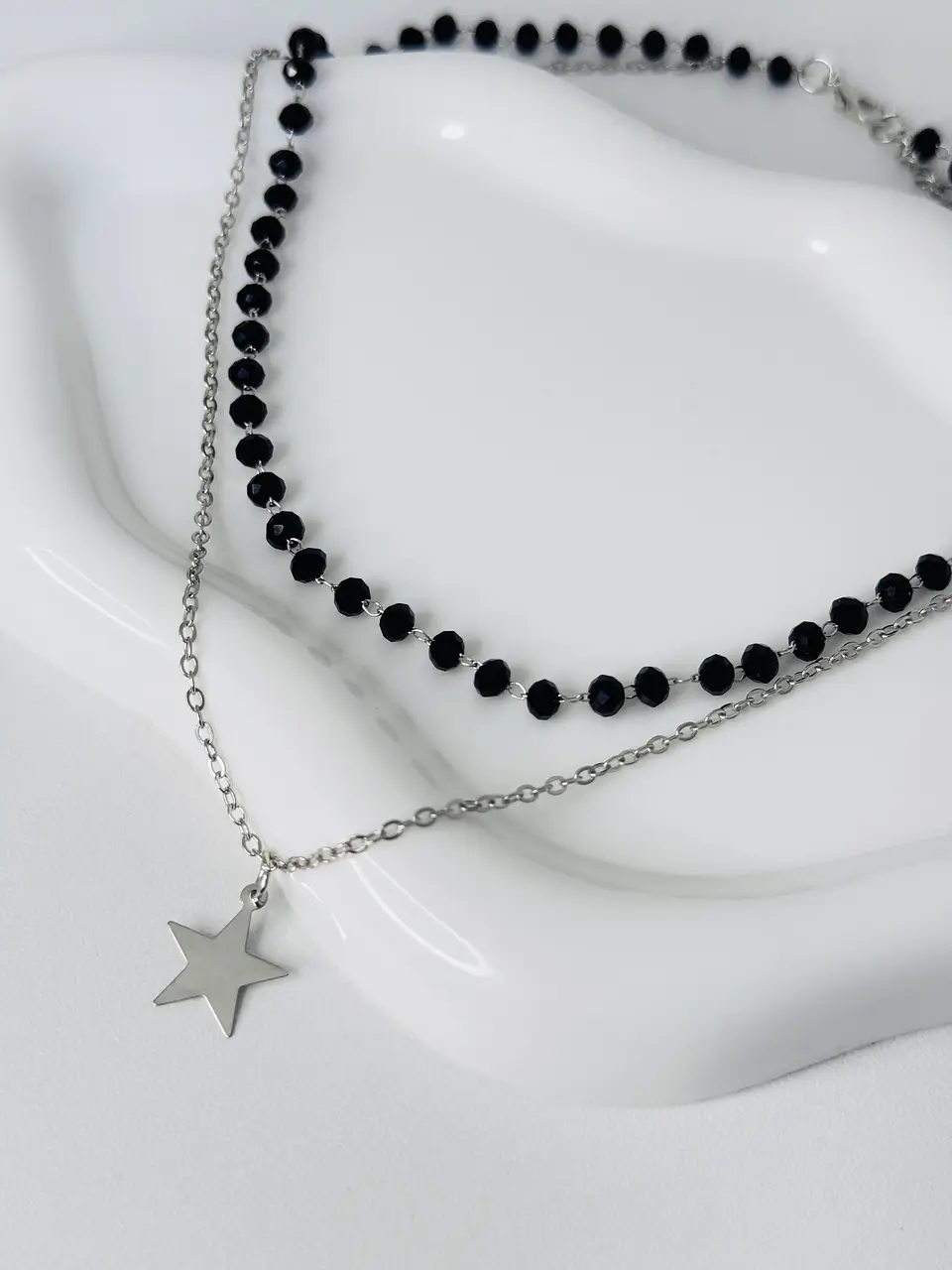 Collar Doble Capa Cristales y Estrella  1