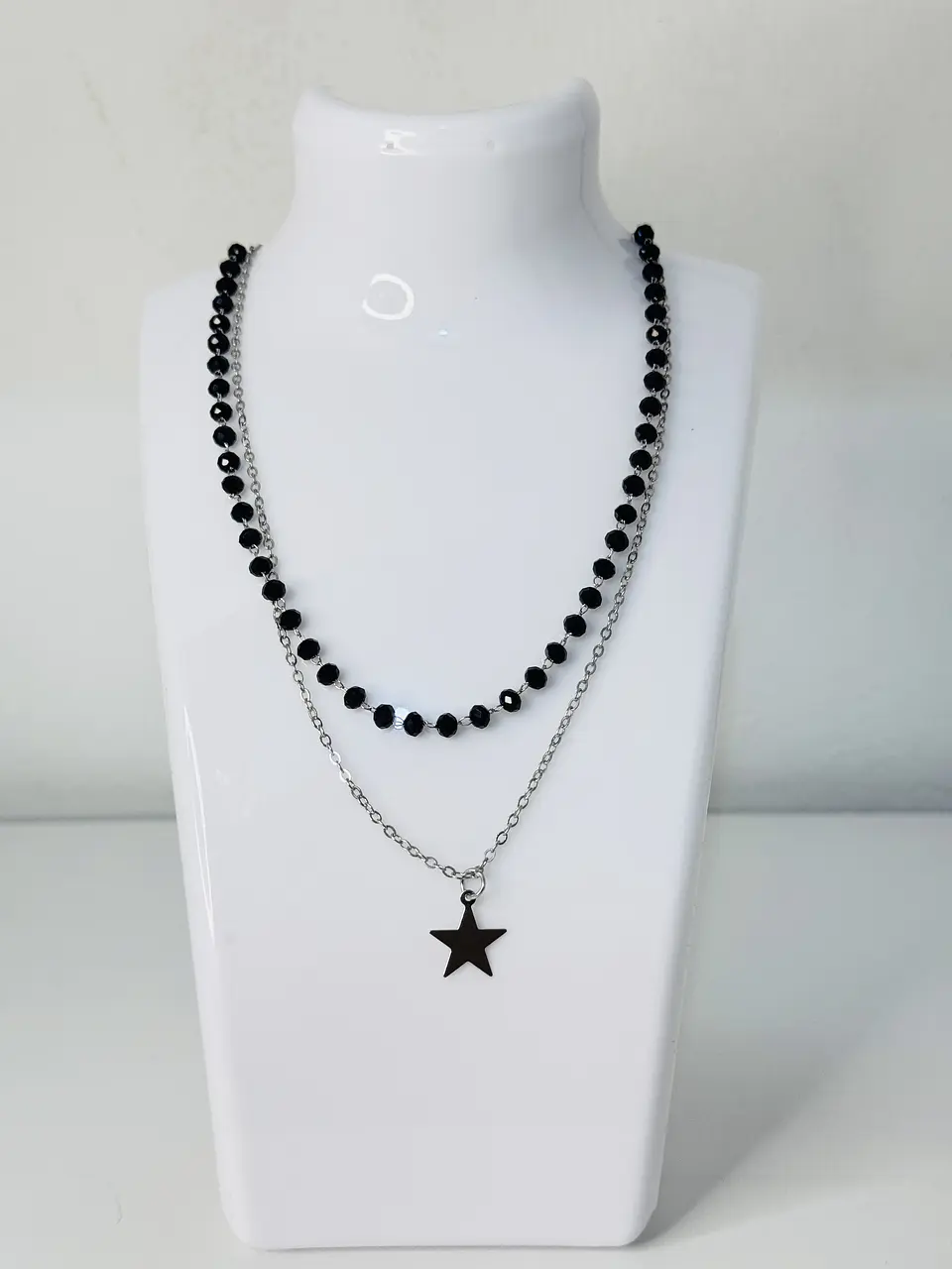 Collar Doble Capa Cristales y Estrella  2