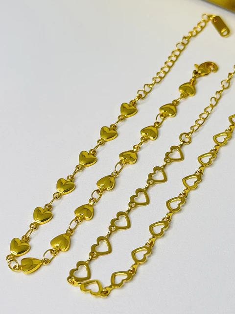 Pulsera Corazones Gold