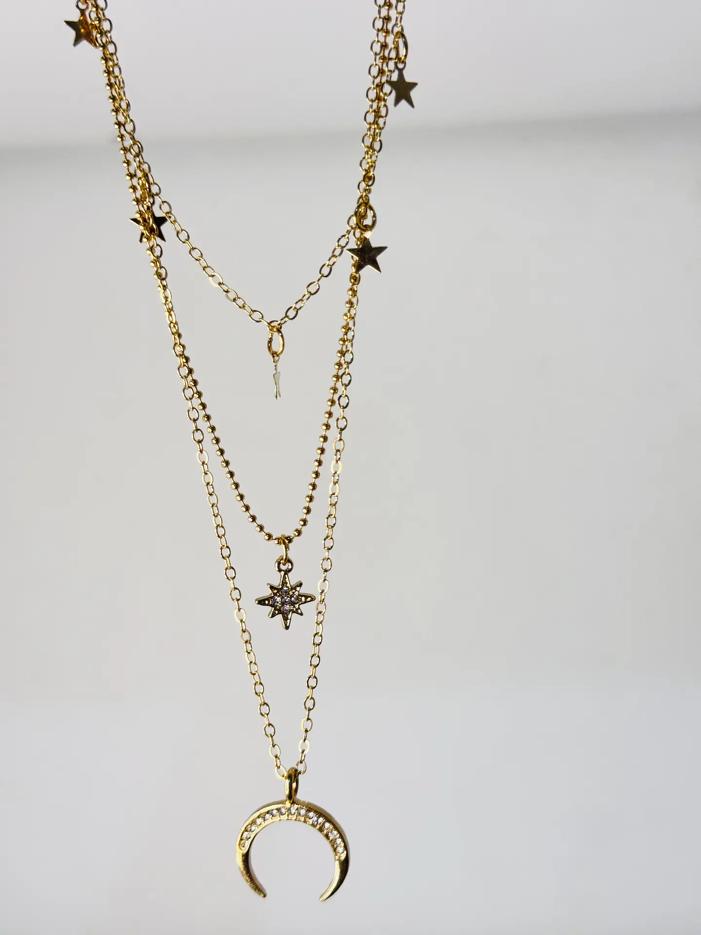 Collar Multicapa Luna y Estrellas  1