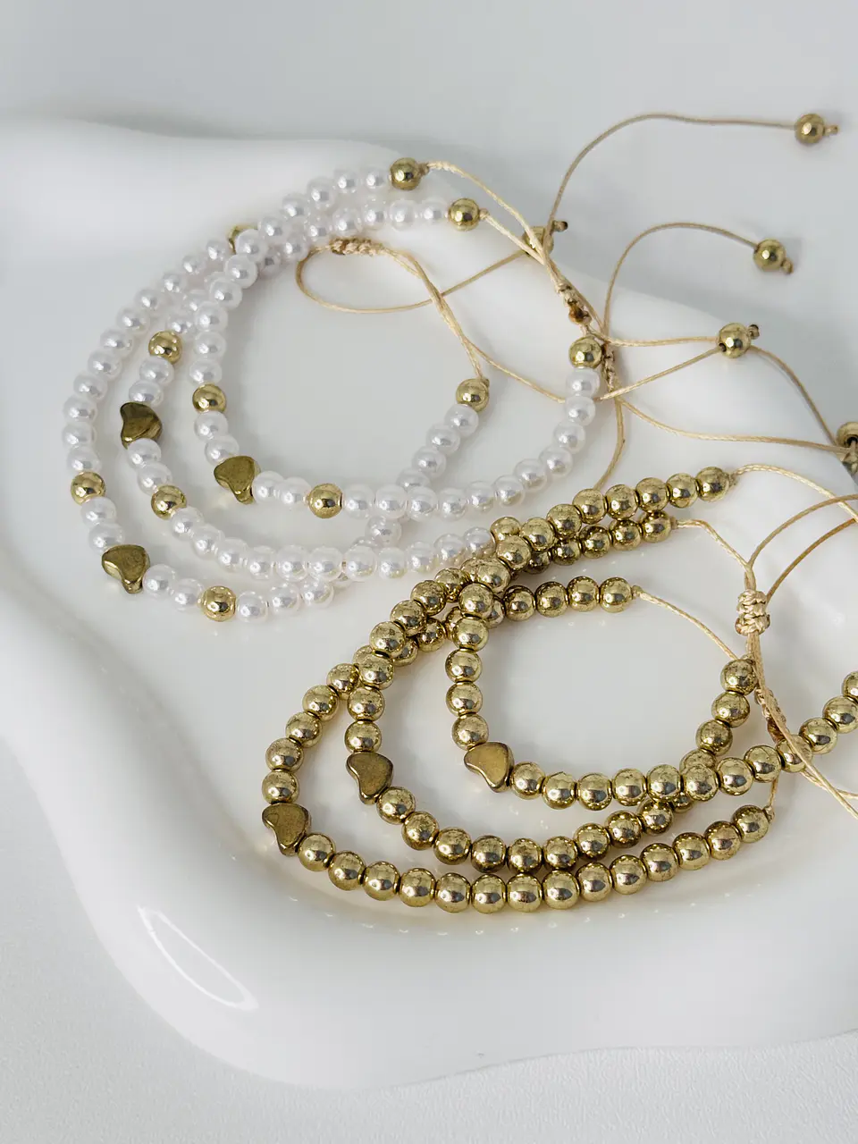 Set de Pulseras Ajustables Perlas  1