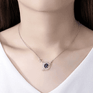 925 Sterling Silver Planet & Star Blue Quartz Pendant Necklace