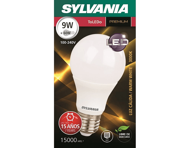 Bombillo Led Sylvania 9w -pack X2 Toledo / Luz Blanca - Fria