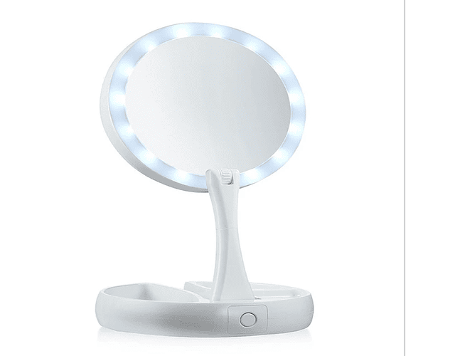 Espejos de maquillaje ovalados con luz LED con lupa desmontable, montaje en  la pared, antivaho, regulable, 3 ajustes de luz, espejo inteligente sin