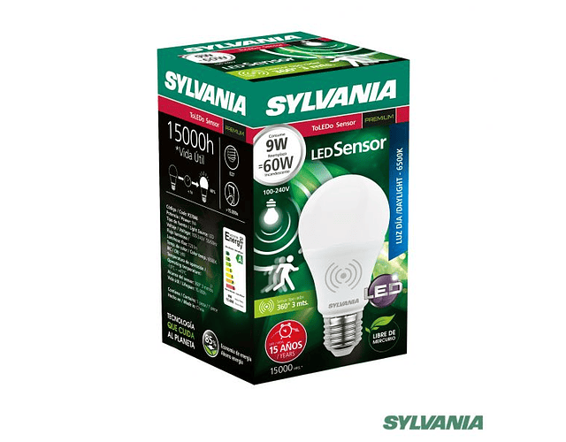 Bombillo Led Toledo 9w Dl Con Sensor Sylvania / Luz Blanca