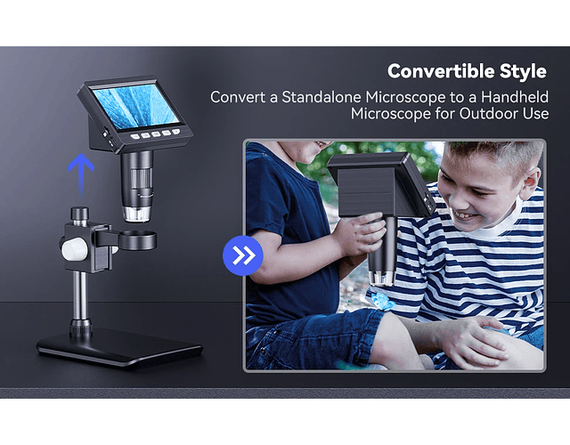 Microscopio Digital Electrónico Con Pantalla HD Ips 4,3'' Luz Led 1000x