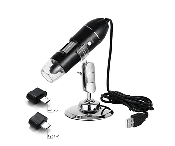 Microscopio Electrónico Digital 1600x Usb 3 en 1 Con 8 Luz Led