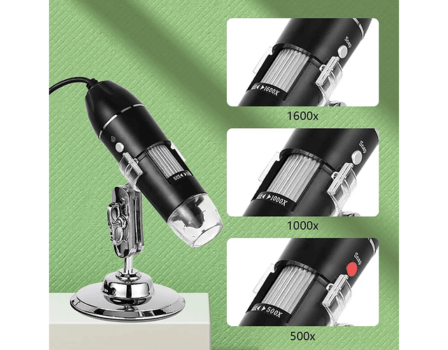 Microscopio Electrónico Digital 1600x Usb 3 en 1 Con 8 Luz Led