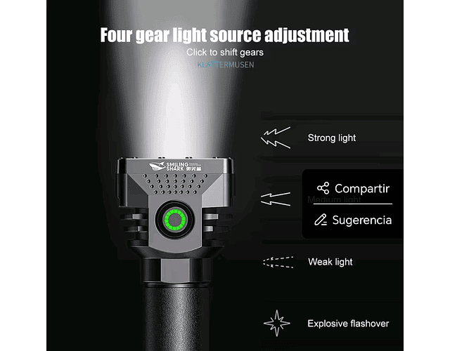 Linterna Recargable 6 Led Usb Camping Senderismo Alto Brillo