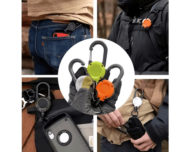 Llavero Retráctil Mosquetón Senderismo Multifuncional Sport 