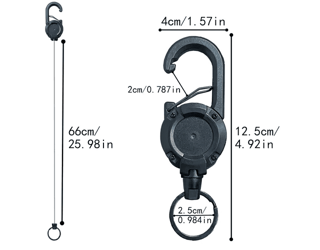 Llavero Retráctil Mosquetón Senderismo Multifuncional Sport 