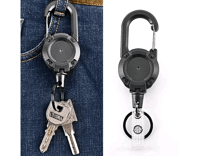 Llavero Retráctil Mosquetón Senderismo Multifuncional Sport 