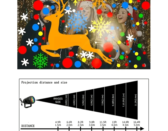 Proyector Navideño Luces Led Giratorio Decoraciones Interior
