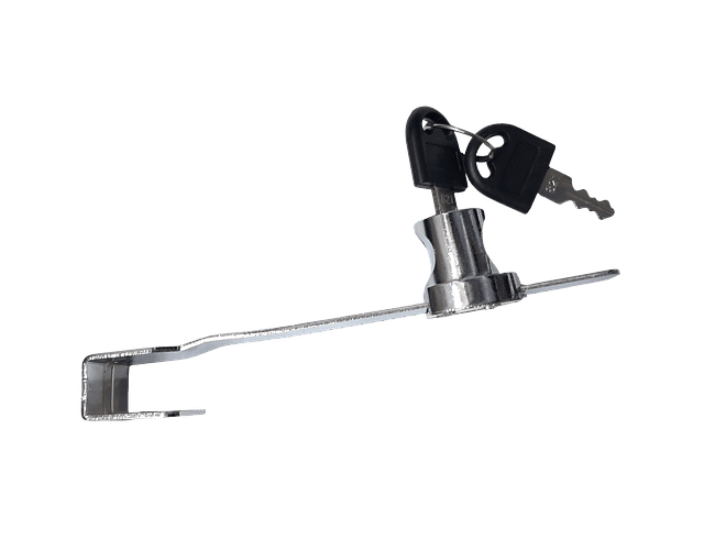 Chapa Cerradura Vitrina 140mm Base Ancha Niquelada Serrucho Largo