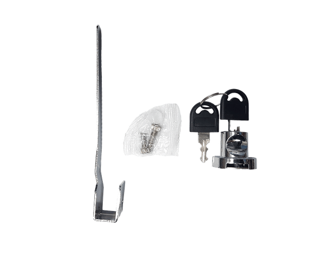 Chapa Cerradura Vitrina 140mm Base Ancha Niquelada Serrucho Largo