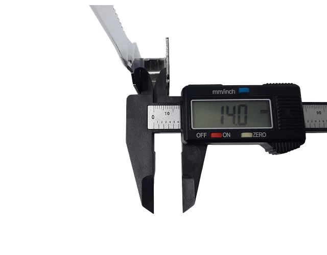 Chapa Cerradura Vitrina 140mm Base Ancha Niquelada Serrucho Largo