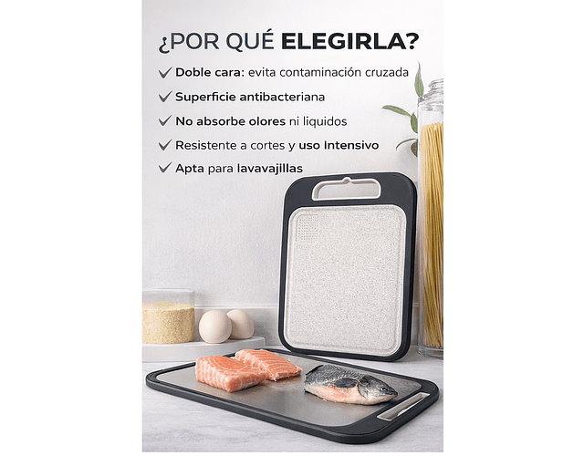 Tabla De Picar Cortar Profesional Doble Cara Acero Inoxidable