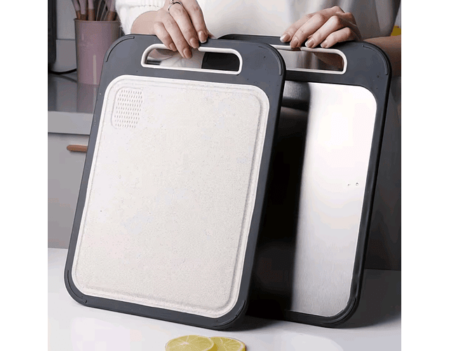 Tabla De Picar Cortar Profesional Doble Cara Acero Inoxidable