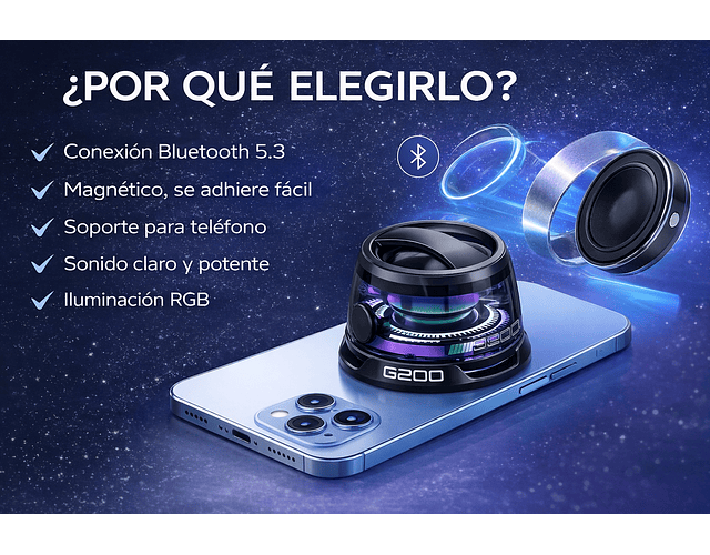 Parlante Altavoz Magnético Mini G200 Inalámbrico Bluetooth 