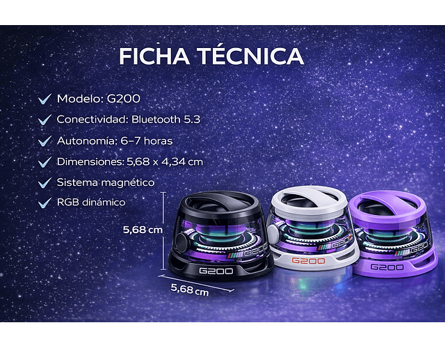 Parlante Altavoz Magnético Mini G200 Inalámbrico Bluetooth 