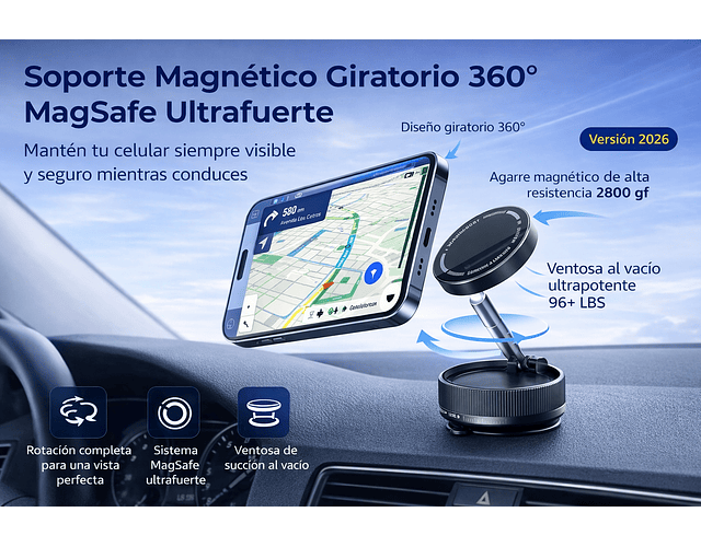 Soporte Celular Magnetico Giratorio 360 Magsafe Ultrafuerte 