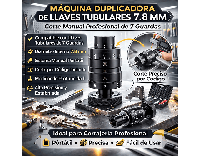 Maquina Duplicadora De Llaves Tubulares Manual Klom 7.8mm