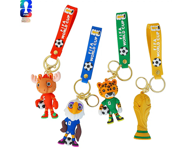 Llavero Copa Mundial FIFA World Cup 2026 Con Mascota Y Trofeo Silicona