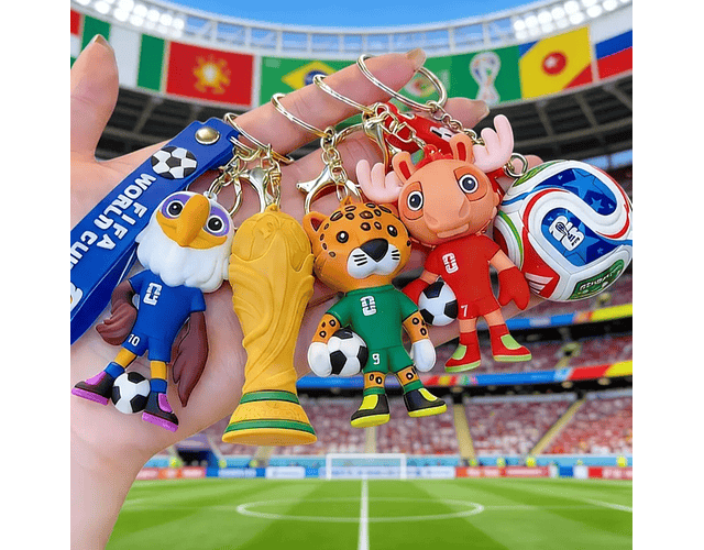 Llavero Copa Mundial FIFA World Cup 2026 Con Mascota Y Trofeo Silicona