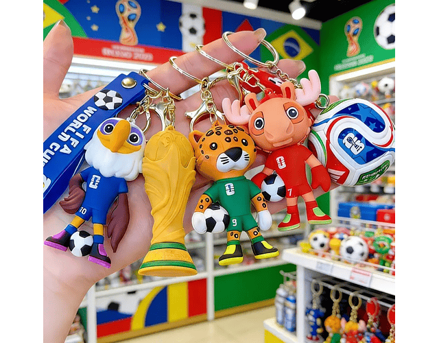 Llavero Copa Mundial FIFA World Cup 2026 Con Mascota Y Trofeo Silicona