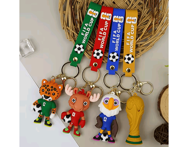 Llavero Copa Mundial FIFA World Cup 2026 Con Mascota Y Trofeo Silicona