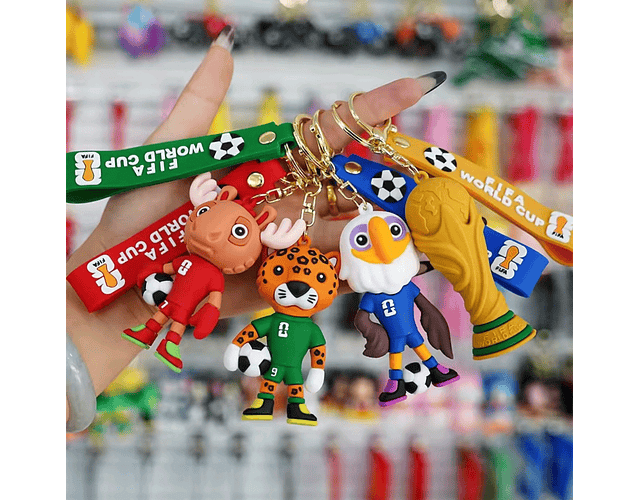 Llavero Copa Mundial FIFA World Cup 2026 Con Mascota Y Trofeo Silicona