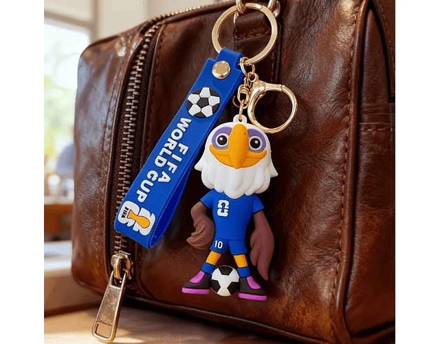 Llavero Copa Mundial FIFA World Cup 2026 Con Mascota Y Trofeo Silicona