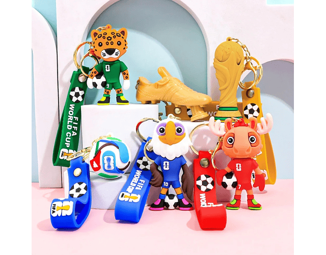 Llavero Copa Mundial FIFA World Cup 2026 Con Mascota Y Trofeo Silicona