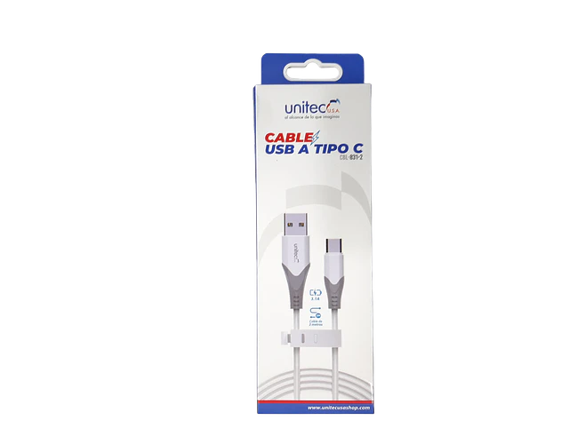 Cable Cargador Usb A Tipo C 3.1a Carga Rápida 2 Metros Unitec