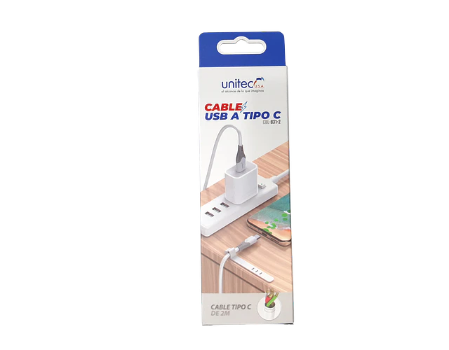 Cable Cargador Usb A Tipo C 3.1a Carga Rápida 2 Metros Unitec